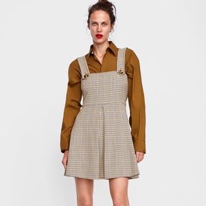 SOLD NWT Zara Plaid Overall Dress